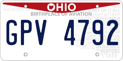 OH license plate GPV4792