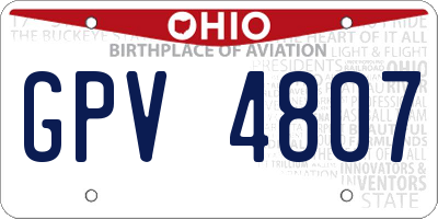 OH license plate GPV4807