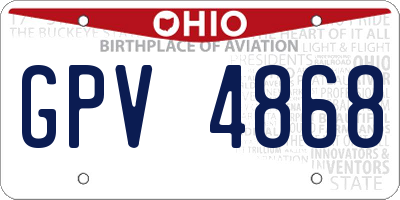 OH license plate GPV4868