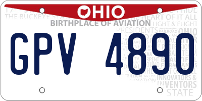 OH license plate GPV4890