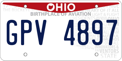 OH license plate GPV4897