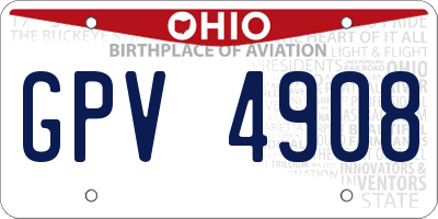 OH license plate GPV4908