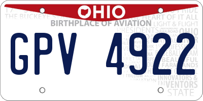 OH license plate GPV4922