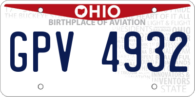 OH license plate GPV4932