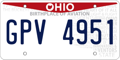 OH license plate GPV4951