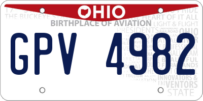 OH license plate GPV4982