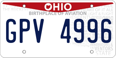 OH license plate GPV4996