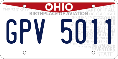 OH license plate GPV5011