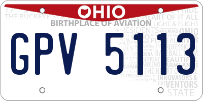 OH license plate GPV5113