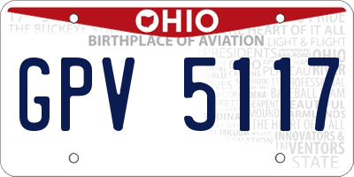 OH license plate GPV5117