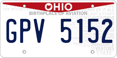OH license plate GPV5152