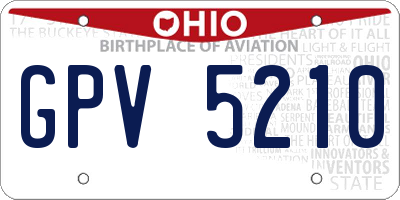 OH license plate GPV5210