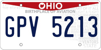 OH license plate GPV5213