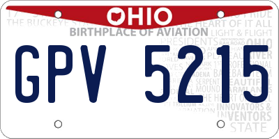 OH license plate GPV5215