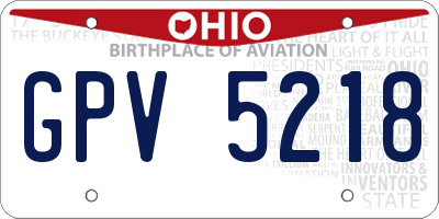 OH license plate GPV5218