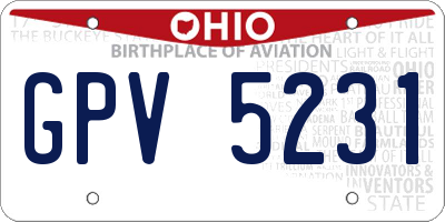OH license plate GPV5231