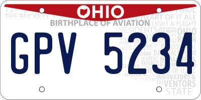 OH license plate GPV5234