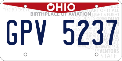 OH license plate GPV5237