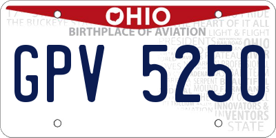 OH license plate GPV5250