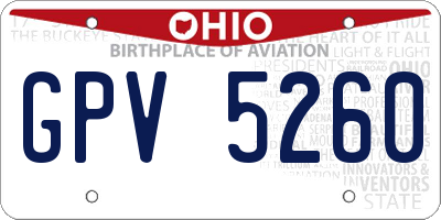 OH license plate GPV5260