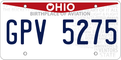 OH license plate GPV5275