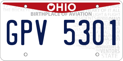 OH license plate GPV5301