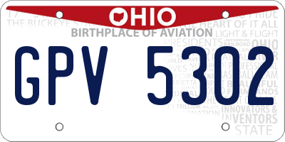 OH license plate GPV5302