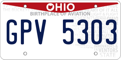 OH license plate GPV5303