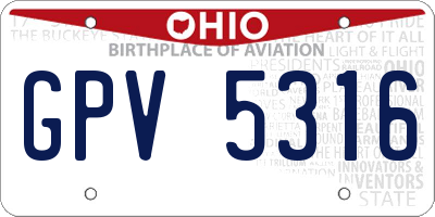 OH license plate GPV5316