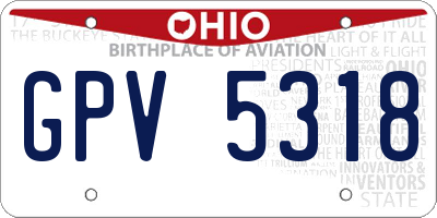 OH license plate GPV5318