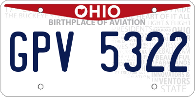 OH license plate GPV5322