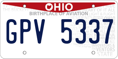 OH license plate GPV5337