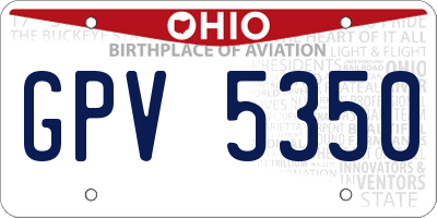 OH license plate GPV5350