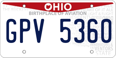 OH license plate GPV5360
