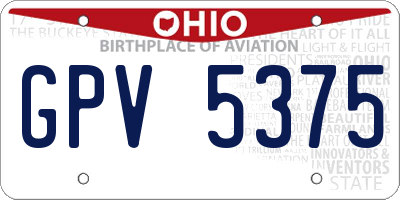 OH license plate GPV5375