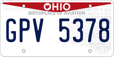OH license plate GPV5378