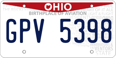OH license plate GPV5398