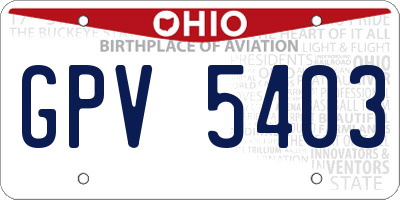 OH license plate GPV5403