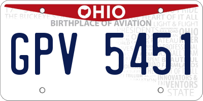 OH license plate GPV5451