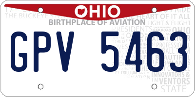 OH license plate GPV5463