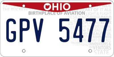 OH license plate GPV5477