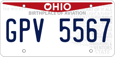OH license plate GPV5567