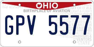OH license plate GPV5577