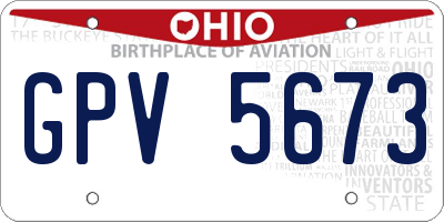 OH license plate GPV5673