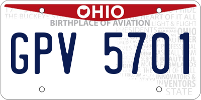 OH license plate GPV5701