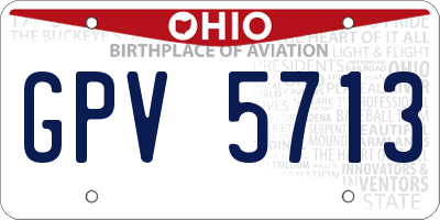 OH license plate GPV5713