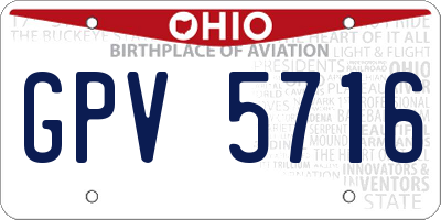 OH license plate GPV5716