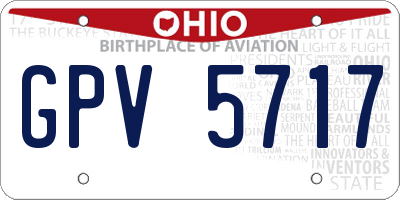 OH license plate GPV5717
