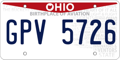 OH license plate GPV5726