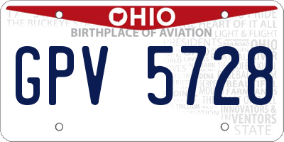 OH license plate GPV5728